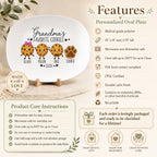 Cookie character options for personalized grandma platter, 14 styles with bows, glasses, hats, and pet paw