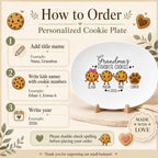Cookie character options for personalized grandma platter, 14 styles with bows, glasses, hats, and pet paw