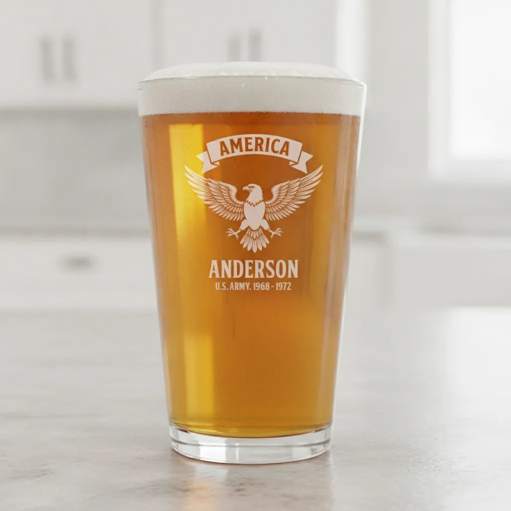 America Ribbon Navy Eagle Pint Glass