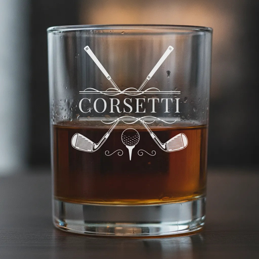 Personalized Cross Clubs Golf Whiskey Glass