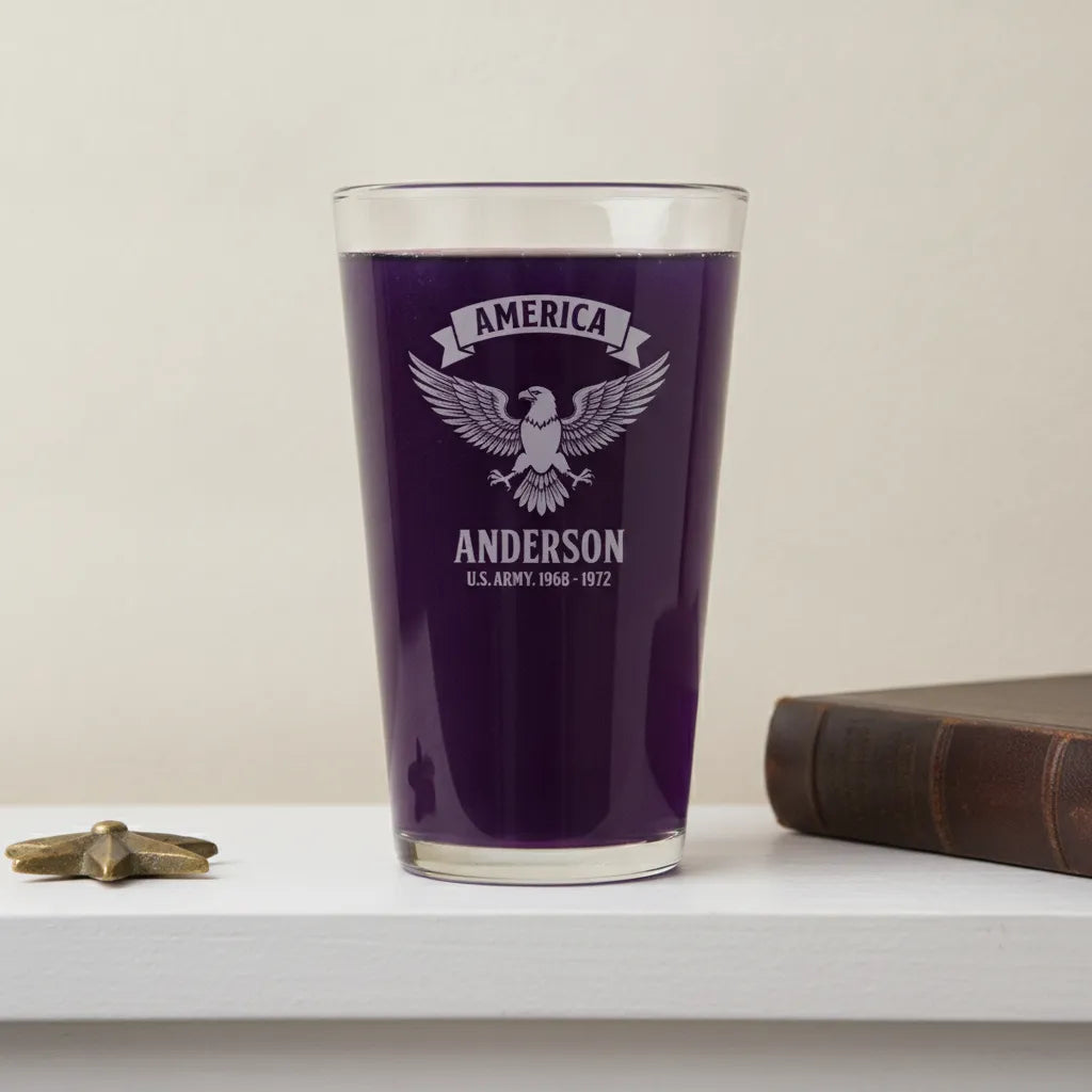 America Ribbon Navy Eagle Pint Glass