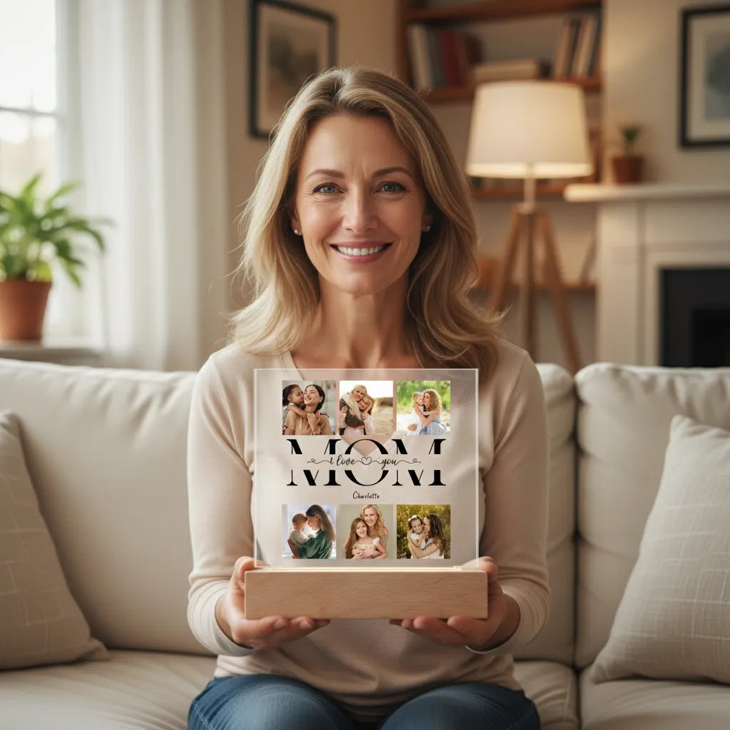 Acrylic Square Plaque (Mom, I/We Love You)