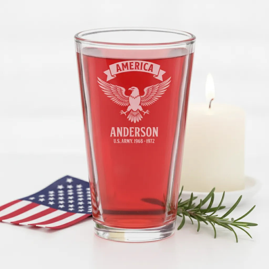 America Ribbon Navy Eagle Pint Glass