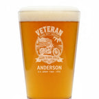 Veteran Motorcycle Personalized Pint Glass