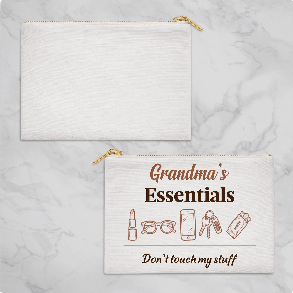 Fabric Zippered Pouch Large - Grandma's Essentials