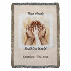 Heirloom Photo Woven Blanket (Portrait) Grandpa Grandchild holding hands