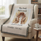 Heirloom Photo Woven Blanket (Portrait) Grandpa Grandchild holding hands