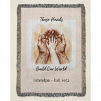 Heirloom Photo Woven Blanket (Portrait) Grandpa Grandchild holding hands
