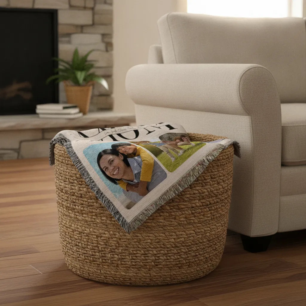 Heirloom Photo Collage Woven Blanket (Portrait) for MOM