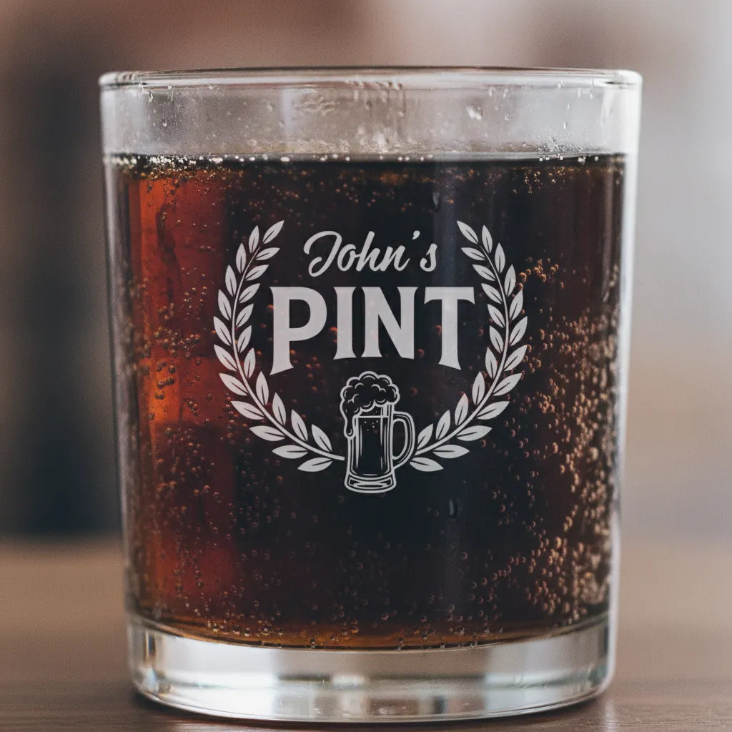 Personalized Pint Crest Whiskey Glass