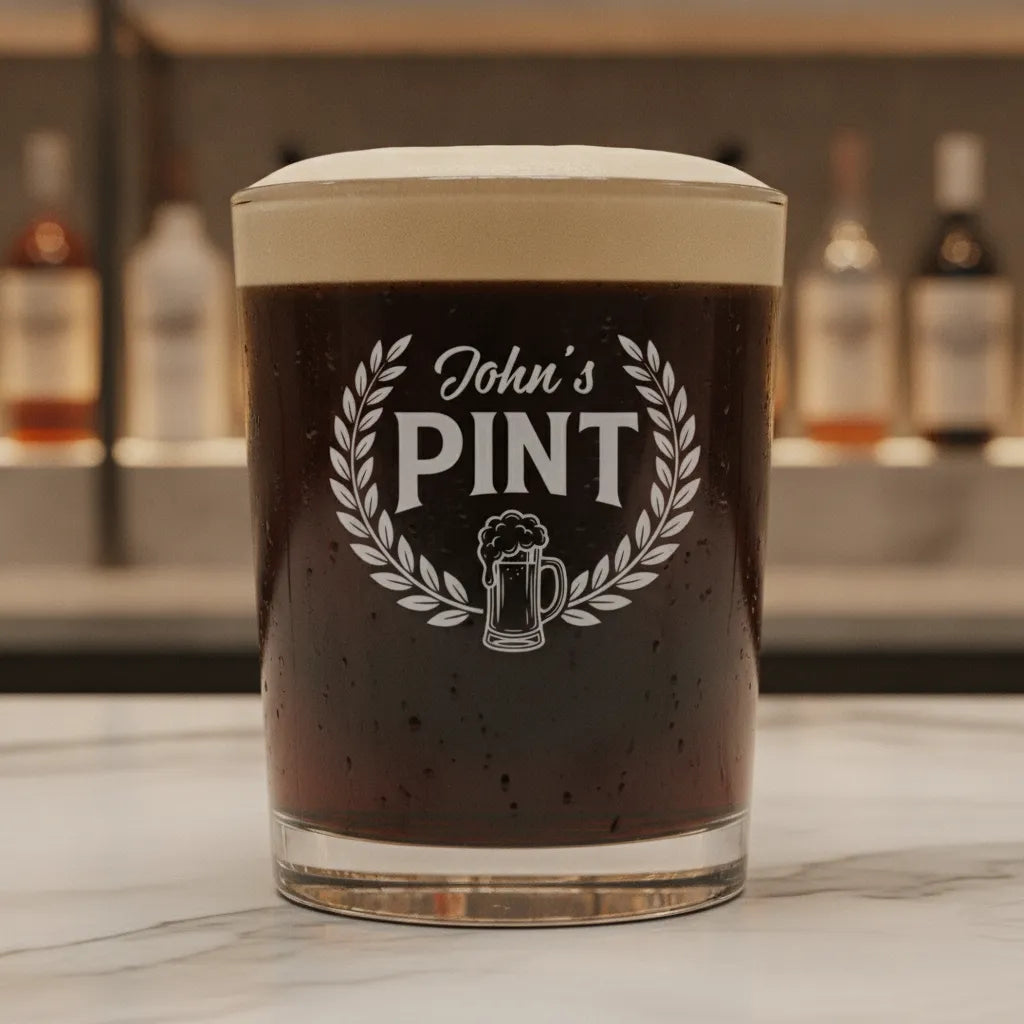 Personalized Pint Crest Whiskey Glass
