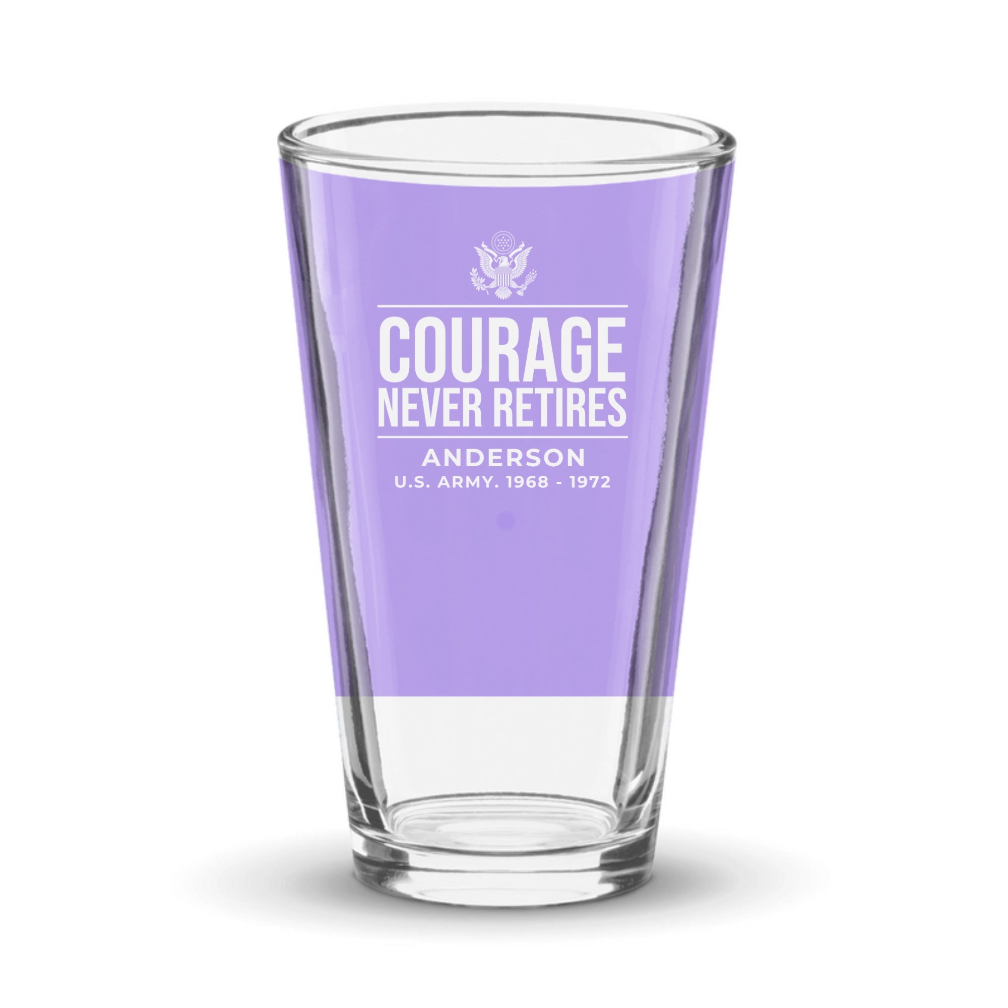 Personalized Courage Never Retires Pint Glass