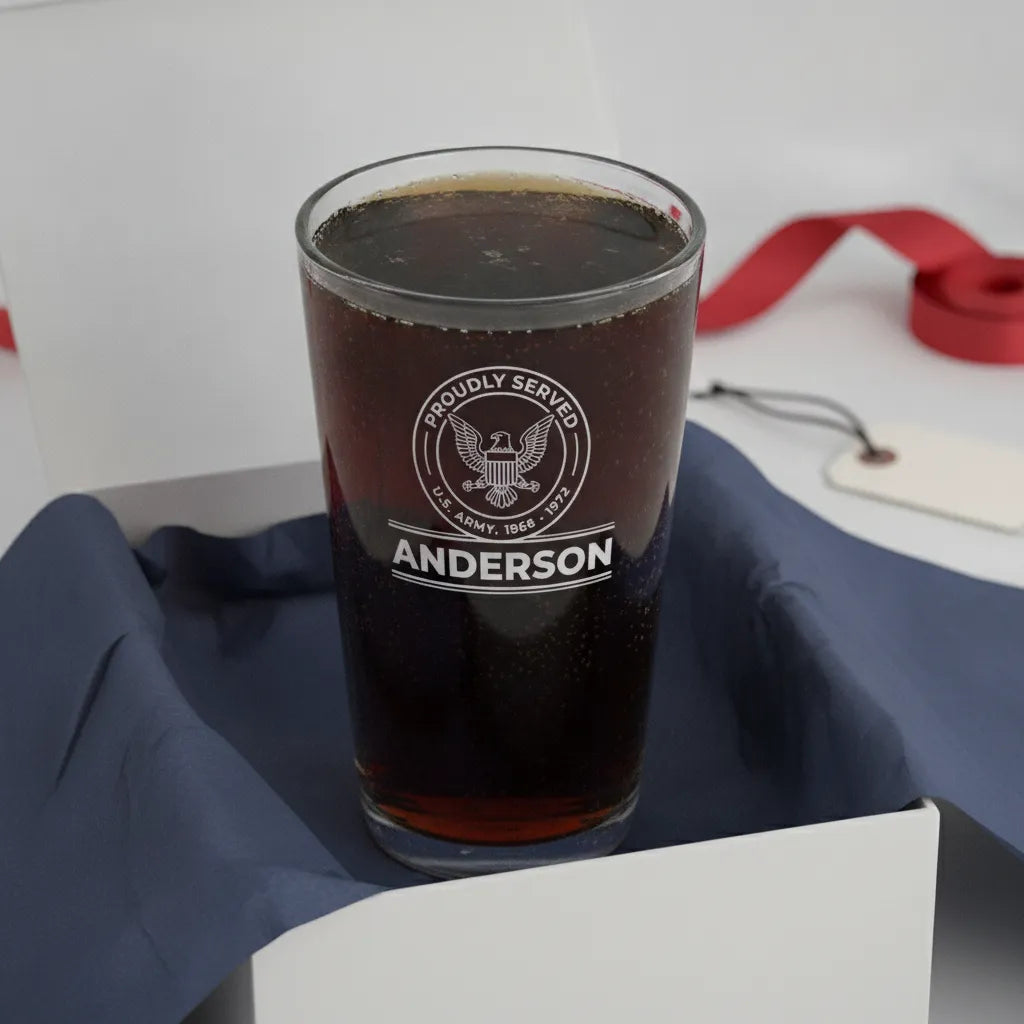 Proudly Served Personalized Veteran Pint Glass