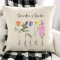 Grandma's Garden Birth Flower Pillow