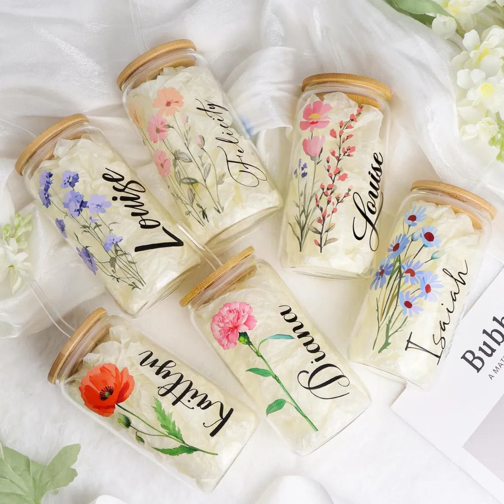 Birth Flower Glass Tumbler