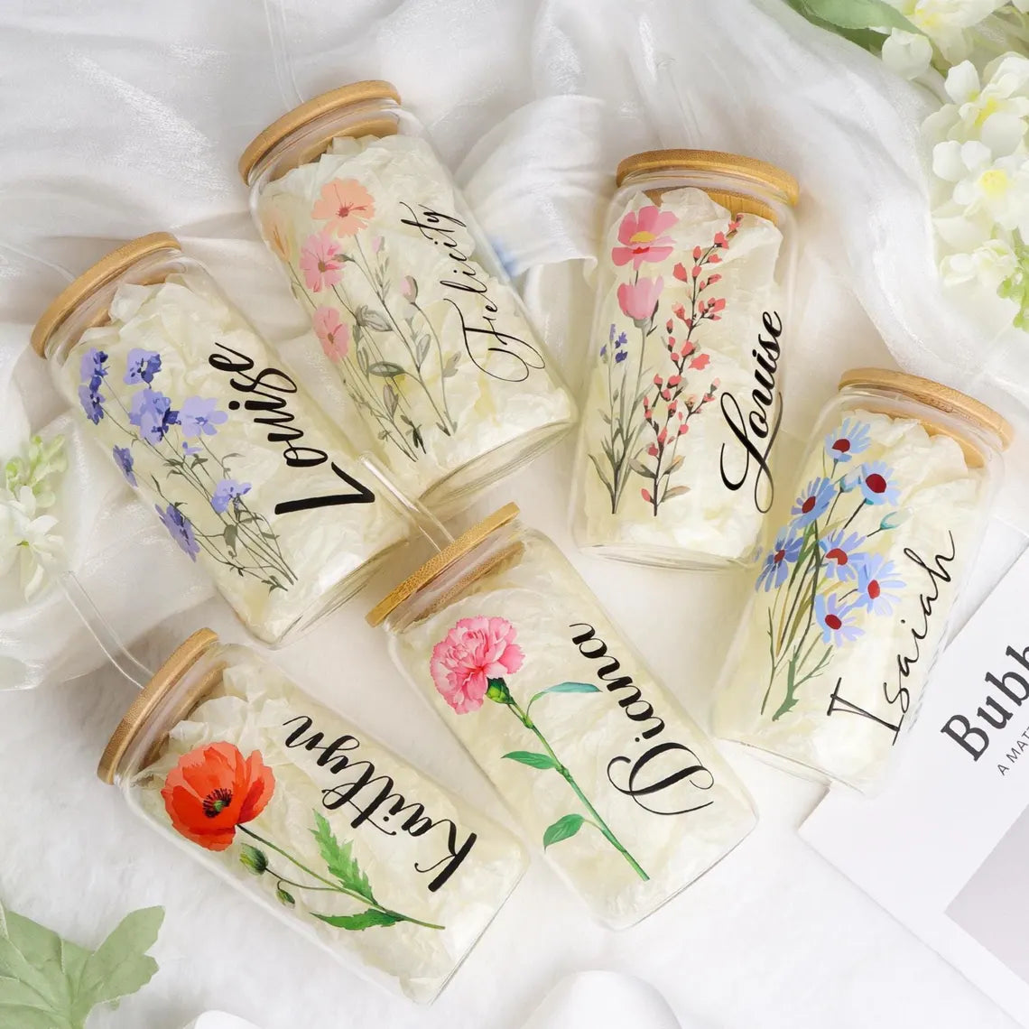 Birth Flower Glass Tumbler