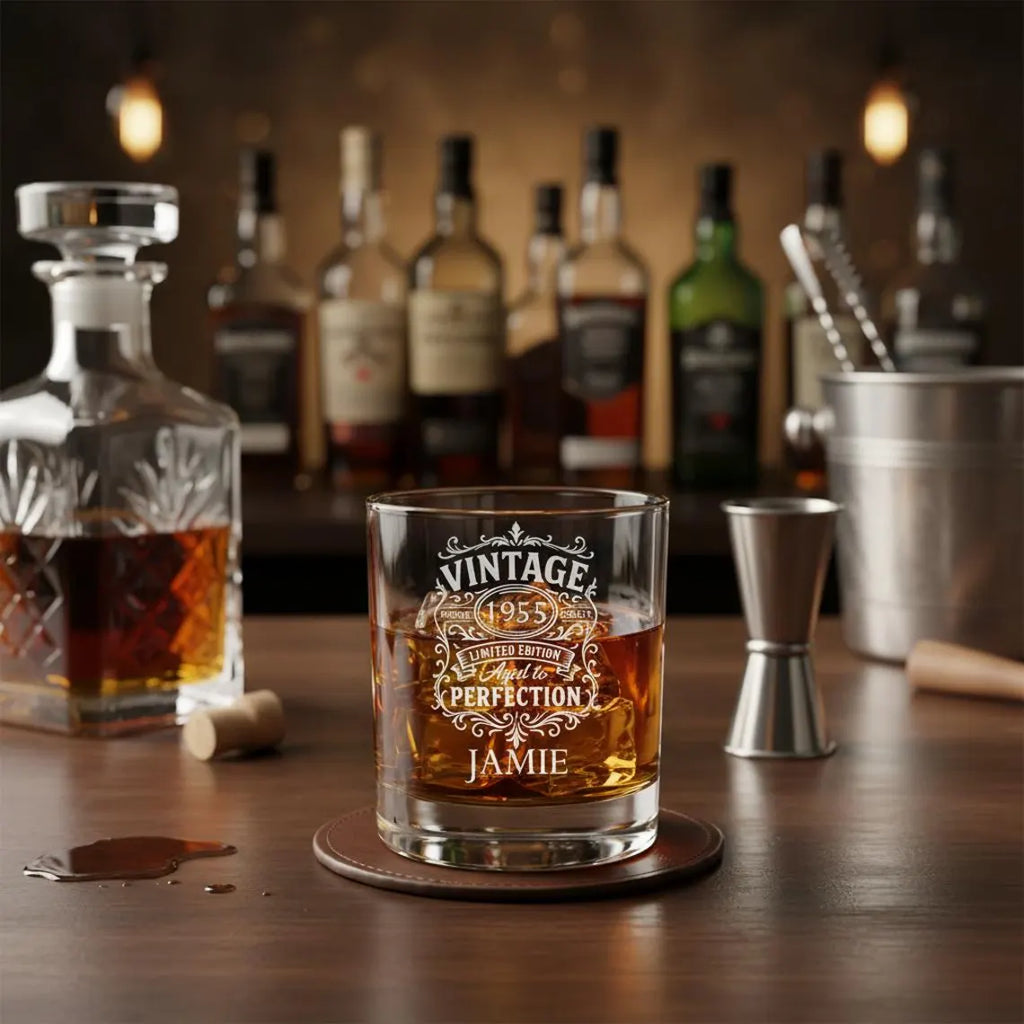 Vintage Birth Year Whiskey Glass