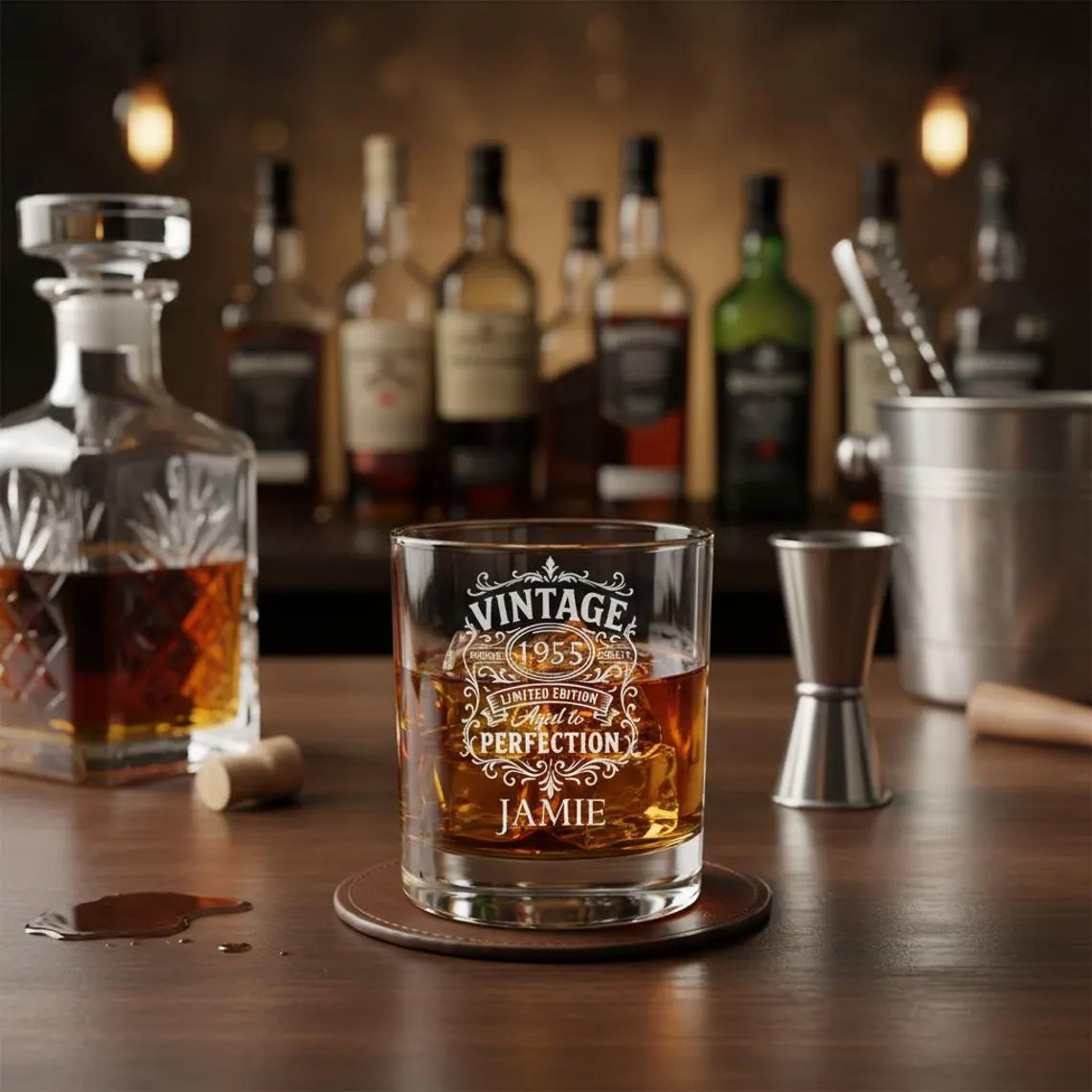 Vintage Birth Year Whiskey Glass