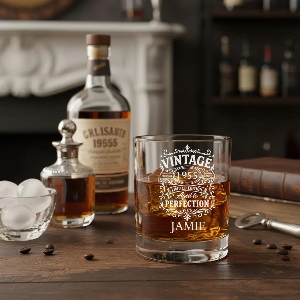 Vintage Birth Year Whiskey Glass