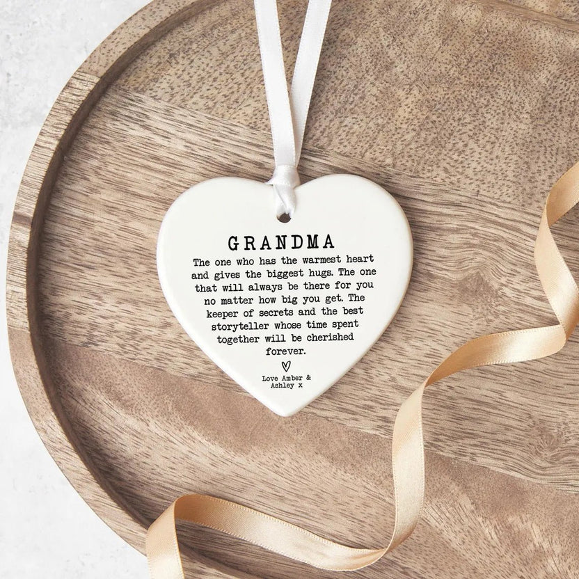 Grandma Heart Ornament with a personal message from grandkids