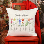 Grandma's Garden Birth Flower Pillow