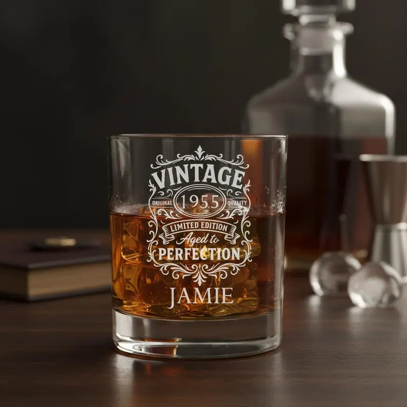 Vintage Birth Year Whiskey Glass
